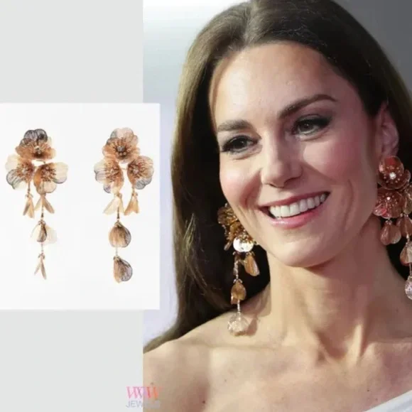 Zara Famous Kate Middleton Floral Statement Earrings - Picture 3 of 7